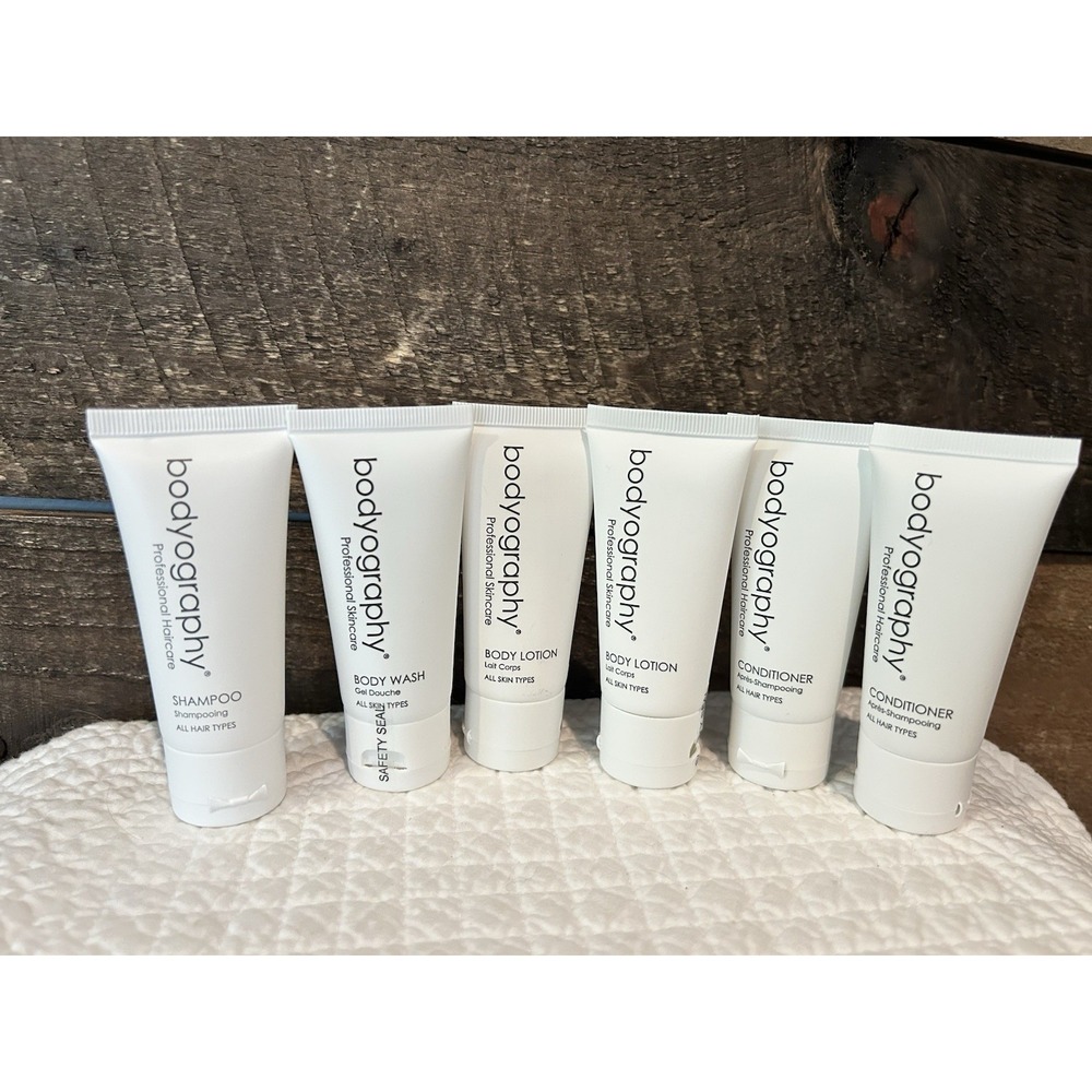 Bodyography Travel Size Vegan Shampoo Conditioner Body‎ Wash Lotion Toiletry Set